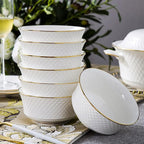 Milky White Porcelain Tableware Set Home Simplicity Combination Tableware Set of Bowls Dessert Plates Soup Plates Dinner Plates 60 Piece Set