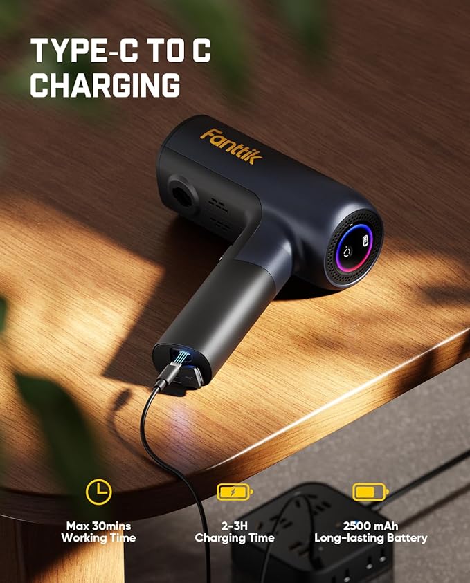 Fanttik NB10 Flip Portable Pressure Washer Gun, Foldable Cordless Pressure Washer Sprayer, Multi-Scenario Compatibility, 5-in-1 Nozzle, HD LED Display and Type-C Charging, for Patio, Camping, Bicycles