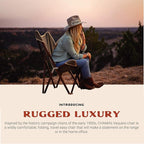 CHAMA Vaquero Chair & Travel Bag - Navy and Bone- Beautiful Outdoor Wood and Canvas Portable Folding Chair Ideal for Camping, Patios, Lawns, or Indoor Use - Supports 300 lbs