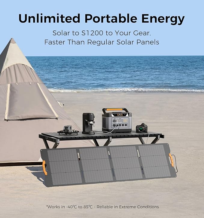 210W Portable Solar Panel with Adjustable Kickstand,IP65 Waterproof,High Efficiency Conversion,Foldable Solar Panel for Outdoor Camping,RVs and Home Backup