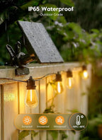 Minetom 79FT Solar String Lights Outdoor Waterproof, 24 LED S14 Shatterproof Bulb, Patio Lights with Remote Type-C Port Timable, 3 Light Modes Dimmable Solar String Lights for Outside, Yard, Camping