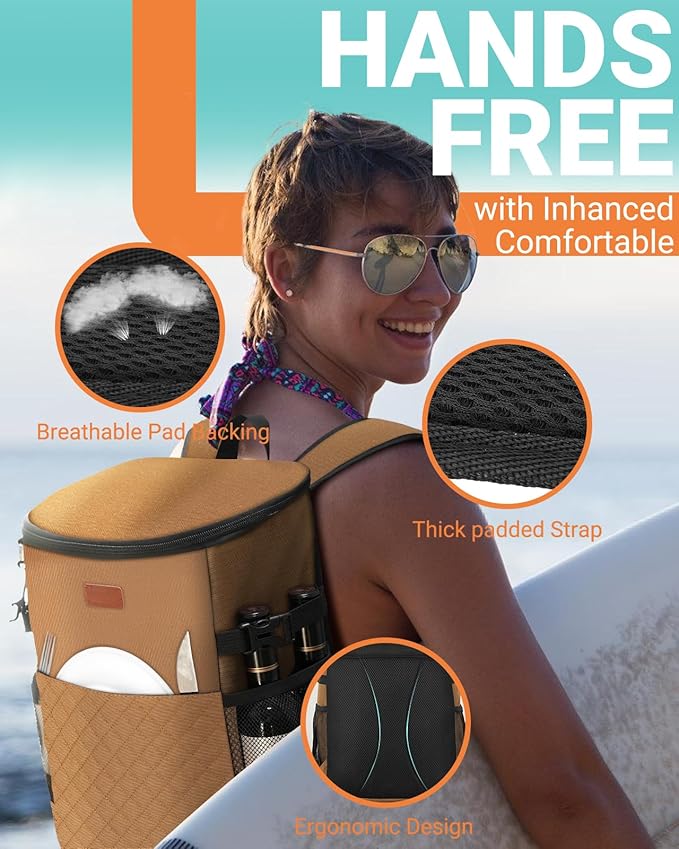 Soft Cooler Backpack 30 Cans/45 Cans, Backpack Coolers Insulated Leak Proof Thermal Lunch Backpack for Men Work Small Cooler Bag Beach Travel Picnic Drink Beverage Beer