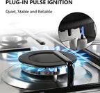 Gas Stove Top 4 Burner, 23 Inch Gas Cooktop for NG/LPG Convertible, Stainless Steel Stove with Thermocouple Protection for Outdoor Kitchen, Camping, Total 27400BTU