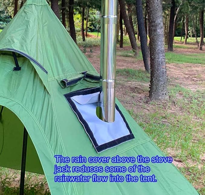 FireHiking Hot Tent Stove Jack 9" x 7.8" with Rain Flap Highly Flame-Retardant for Onetigris Hot Tent