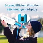Üν Gravity Water Filter Straw with 2 Gallon Bag and LED Display, Portable Survival Water Purifier for Travel, Backpacking and Emergency, Compact Gravity Water Filtration System for Outdoor Adventures