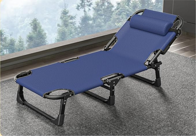 TOWINE Camping Cots for Adults Recliner Folding Bed Single Office Nap Bed Simple Multi-Functional Recliner Outdoor Leisure Nap Folding Bed Sleeping Cot for Camping Pool Beach (Color : 2, Size : F)