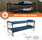 Disc-O-Bed Extra Large Portable Bunk Camping Cots with Carry Bags - Heavy-Duty Indoor or Outdoor Sleeping System, Converts to Bench or Separate Beds, 500 lb Weight Capacity Per Cot, Navy