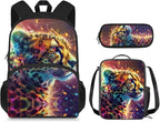 Ystardream Corgi Backpack for Boys 10-12 Kids Backpack with Lunch Box Pencil Box Portable Student Backpack for Teenagers Primary School Backpack for School Travel Dance Sports Camping Jogging