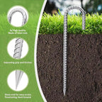 J-Hook-Rebar-Stakes-12-Inch-16-Pack, Ground Stakes Heavy Duty for High Winds Galvanized Anti-Rust Metal Stakes for Ground Heavy Duty Ground Anchors for Garden Dog Fence Chicken Coop Water Pipe