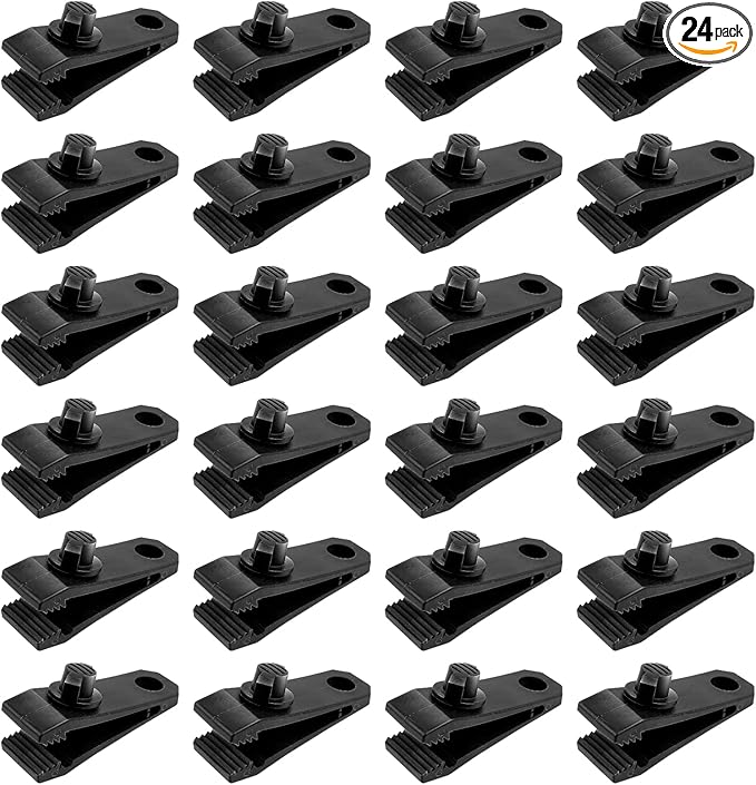 Tarp Clips Heavy Duty Lock Grip Clamps Thumb Screw Tent Clip Secures Tarps Awning Clamp Set for Camping Tarps Awnings Caravan Canopies Car Covers Swimming Pool Covers Boat Cover etc. (24)