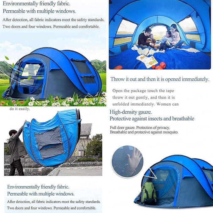GeRRiT Products Camping Tent for Outdoor Automatic Tents Throwing Pop Up Waterproof Camping Hiking Tent Waterproof Large Family Tents