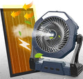 Ausic 10W Misting Solar Fan, 250ml Portable Outdoor Fans with Solar Panel, 8 Inch Battery Operated Rechargeable Cooling Fans with Hook, Camping Water Spray Fan for Travel/Beach/Patios/Chicken Coop