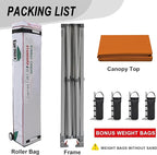 Eurmax USA Standard 10x10ft Patio Pop Up Canopy Tent for Outdoor Events Commercial Instant Canopies with Heavy Duty Roller Bag(Pumpkin Orange)