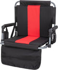 LET'S CAMP Folding Stadium Seat Bleacher Chair with Cup Holder, Mesh Bag and Hide Hooks, Portable Stadium Chair with Back and Cushion