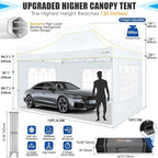 HOTEEL Canopy Tent 10x15 Heavy Duty Pop Up Canopy with Sidewalls, Party Tent with Roller Bag for Event Wedding, Upgraded Commercial Waterproof Instant Canopy, Thick Hexagonal Legs, UPF50+, White
