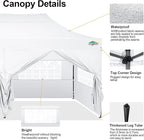 COBIZI 10x20 Pop Up Canopy Tent,10x20 Canopy with 6 Sidewalls,Waterproof Heavy Duty Commercial Canopy Tent for Parties Outdoor Garden Gazebo, Carry Bag with Wheel(10x20ft, White)