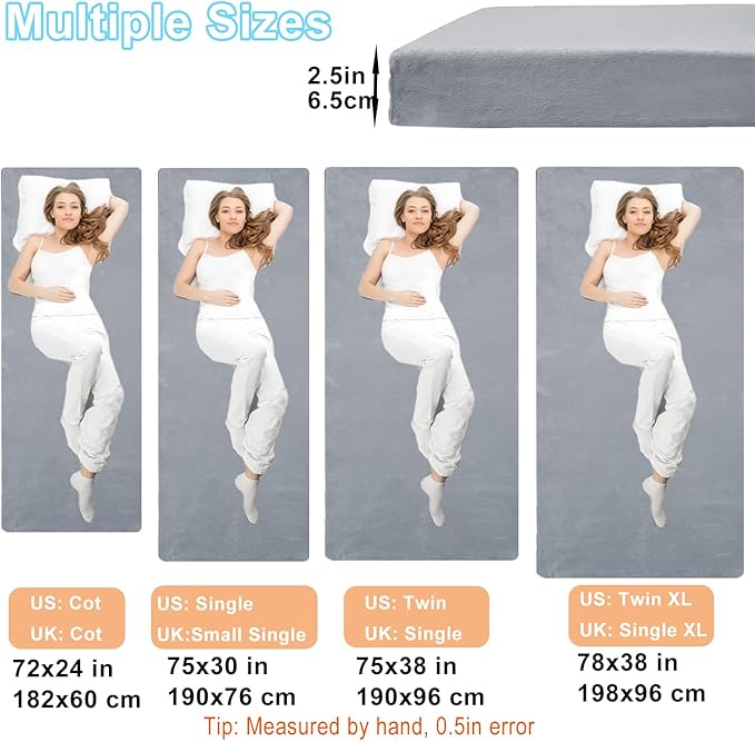 Foam Camping Mattress - Portable Sleeping Pad for Camping, Tent, Car & Floor - Washable Cover & Roll Up Travel Bag - Cot Mattress for Travel & Guests