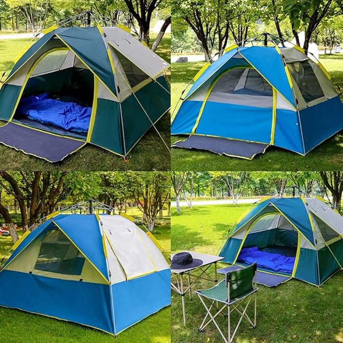 Pop Up Family Camping Tent, Dome 3-4 Persons Lightweight Backpacking Tent, Waterproof Automatic Camping Tent,UV Cut, Easy Setup, for Beach, Camping and Outdoor Activity
