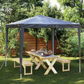 Party Tent Anthracite Polyethylene Steel Frame 8.2 x 8.2 ft Outdoor Shelter for Gatherings with Water-Resistant Canopy and Easy Assembly