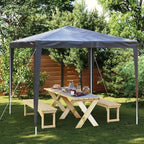Party Tent Anthracite Polyethylene Steel Frame 8.2 x 8.2 ft Outdoor Shelter for Gatherings with Water-Resistant Canopy and Easy Assembly