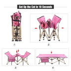 REDCAMP Extra Long Kids Cot for Sleeping 2-7 Years, Portable Travel Toddler Cot Bed with Carry Bag, Lightweight for Outdoor Indoor Home, Pink 53''x26''