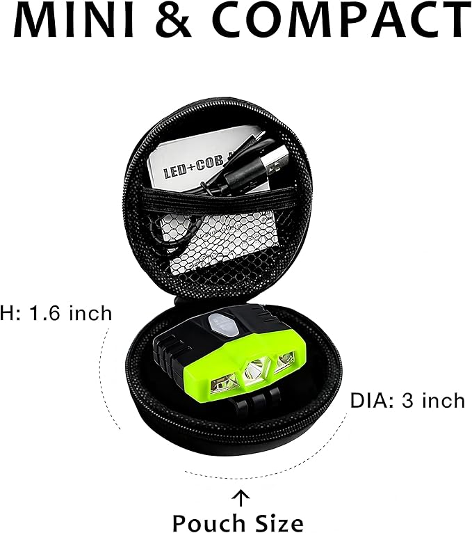 LHOTSE Ultra Bright Mini Hands Free Cree LED Clip on Cap Light - Rechargeable Waterproof Hat Light Flashlight Portable Headlamp for Fishing Camping Hand Work Baseball Caps