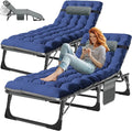 ABORON Patio Lounge Chair, Folding Guest Bed Cot for Adults, 500LB Heavy-Duty Capacity, Portable Extra Bed with Comfort Mat, Quick Fold Design for Indoor Guest Stays & Temporary Use