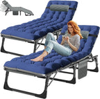 ABORON Patio Lounge Chair, Folding Guest Bed Cot for Adults, 500LB Heavy-Duty Capacity, Portable Extra Bed with Comfort Mat, Quick Fold Design for Indoor Guest Stays & Temporary Use