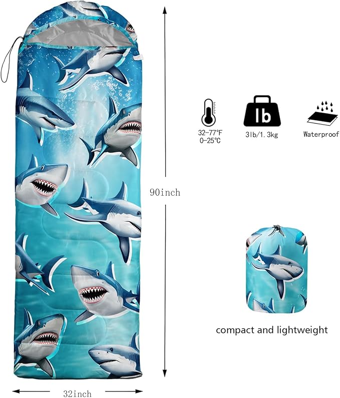 HOSIMA Dear Hunting Pattern Cold Weather Sleeping Bags for Kids Adults,Black Light Weight Waterproof Sleeping Bags for Outdoors Hiking.