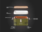 Everdure Cube Portable Charcoal Grill, Tabletop BBQ, Perfect Tailgate, Beach, Patio, or Camping Grill, Lightweight & Compact Small Grill with Preparation Board & Food Storage Tray, Khaki