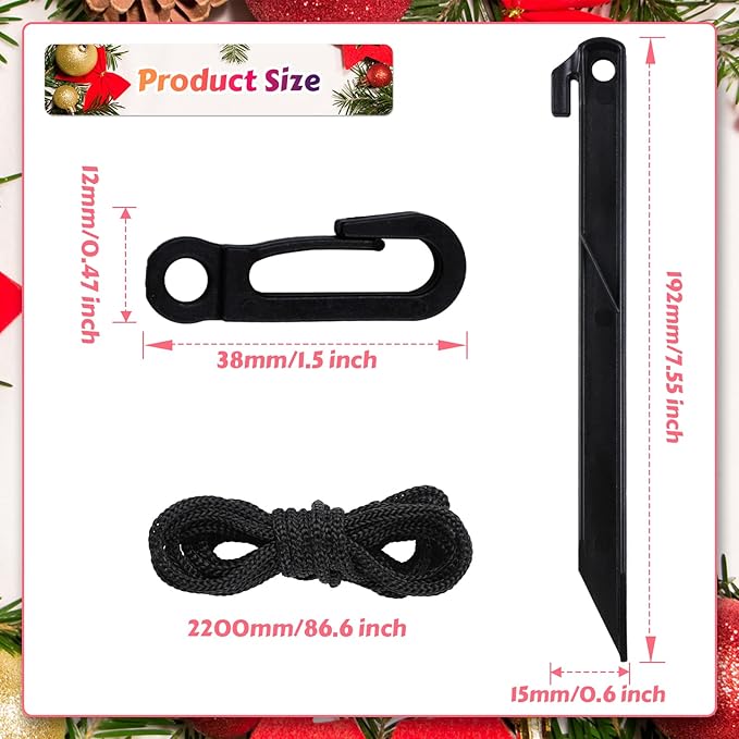 48 Pcs Inflatable Stakes, Plastic Ground Stakes Camping Tent Stake Inflatable Stake Fixing Inflatable Accessories with Hooks & Tethers for St Patricks Day Easter Outdoor Yard Party Garden Decor