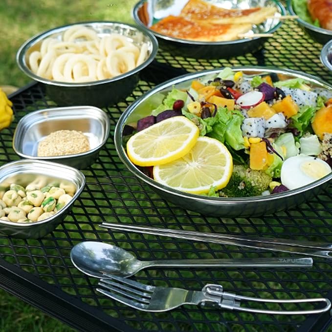 22-piece Portable Dinner Plate Self-driving Barbecue Soup Bowl Dish Set for Outdoor Camping Hiking Tableware