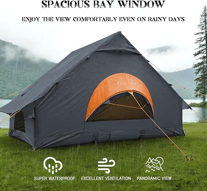 Inflatable Tents for Camping - Easy Blow Up Glamping Tent with Hand Pump, Waterproof PVC Air Inflatable Tent House for Family Weekend Camping