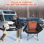 CAMPHILL Heated Camping Chairs,Oversized Padded Heating Lawn Chair with Cup Holder,Wide&Thick,Heavy Duty Folding for Patio,Tailgates,and Sports,Battery NOT Included,Black