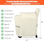 Grill Cover for Traeger Pro 22 & 575 Series - 600D Heavy Duty Waterproof Fade Resistant Traeger Pro 22 Cover with Elastic Drawstrings, Premium BBQ Cover for Z Grills 550B and More, Beige