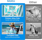 MoKo Beach Cabana, 8'×8' Large Beach Canopy with Side Wall, UPF 50+ Protection Easy Setup Beach Tent Sun Shelter, Adjustable Height Wind Resistant Cabana Beach Tent for Whole Family, Green Stripe