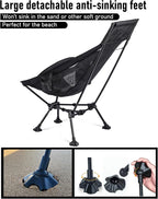 WildCall Lightweight Folding High Back Camping Chair with Head Support, Compact Beach Chair with Anti-Sinking Large Feet and Three Tilt Angles Adjustment