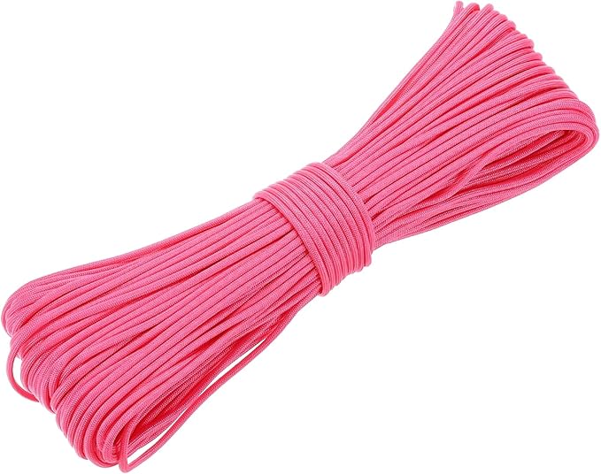 PATIKIL 550lb Paracord Rope 200ft, 4mm Tent Rope, 7-Strand Core Heavy Duty Cord for Outdoor Camping Hiking Tent Survival Utility Rope, Fluorescent Pink
