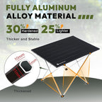 MellowCamp Camping Side Table, Ultralight Aluminum Folding Table, Small Compact Portable Ideal for Beach, Outdoor Cooking, Hiking, Camping, Picnics (Black,Medium)