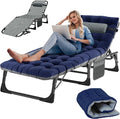Slsy Folding Lounge Chairs Outdoor, Adjustable Sleeping Cot Chair, Portable Folding Bed Cot Chaise Lounge Chairs for Outside Beach Lawn Camping Pool Sun Tanning