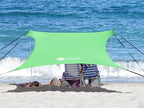Beach Canopy Windproof Design, Sun Shelter UPF50+ Portable Family Tent with 6 Sandbags Anchors 10x10 FT 2 Pole Pop Up Outdoor Shelter for Beach, Camping, Fishing, Backyard