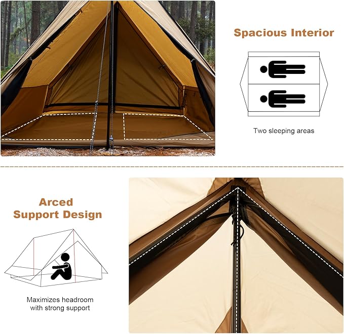 Hot Tent with Stove Jack, 4-Season Waterproof Chalet Tent, Easy Setup Weather-Resistant Shelter for Winter Camping & Outdoor Adventures