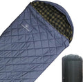 Mountainlodge 100% Cotton Shell and Lining Sleeping Bag for Adult Cold Weather with Compression Bag&Carry Bag for Camping,Travel and Car Camping