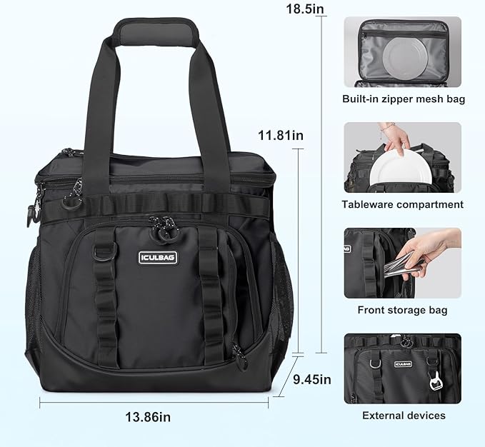 Soft Travel Coolers Bags Insulated Cooling 16hour for Camping Hiking Beach Travel Soft Sided Insulated Cooler Bag 20/48Cans for Women Men