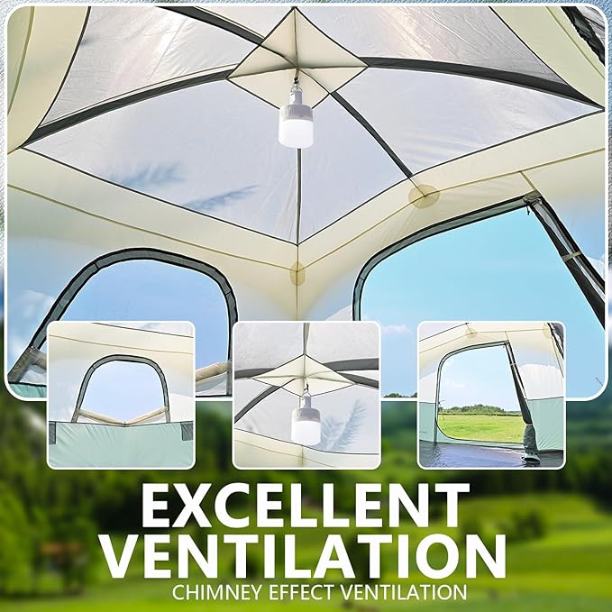 Tents 4/6/8/12 Person, Easy Setup Waterproof Camping Tent with Rainfly, Portable Double Layer Large Family Tent for Camping Backyard Outdoor &Hiking