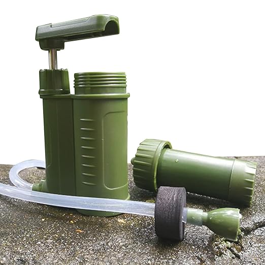 Portable Outdoor Water Purifier – Camping Pump Filter, Drinking Device | Direct Filtration System with High Efficiency for Hiking Backpacking Survival Travel and Quick Clean Hydration
