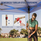 CROWN SHADES Gazebo 10x10 Pop Up Canopy with Mosquito Netting, Screen Tent with 4 Ropes, 8 Stakes, 4 Sandbags and Wheeled Storage Bag, Canopy for Patio & Backyard Parties,Camping&Events -(Blue)