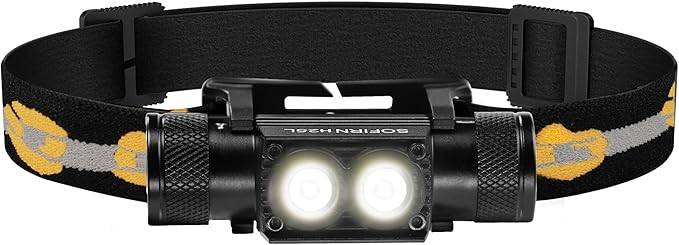 Sofirn H25L Rechargeable LED Headlamp High CRI 90+, 5000K Neutral White Work Light, USB-C Rechargeable, Dual Beam Floodlight, IPX6 Waterproof Aluminum Head Light for Electrician, Repairing, Camping