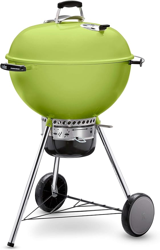 Weber Master-Touch Charcoal Grill, 22-Inch, Spring Green – Premium Outdoor BBQ Grill with Tuck-Away Lid Holder & One‑Touch™ Cleaning System, Porcelain‑Enameled Kettle