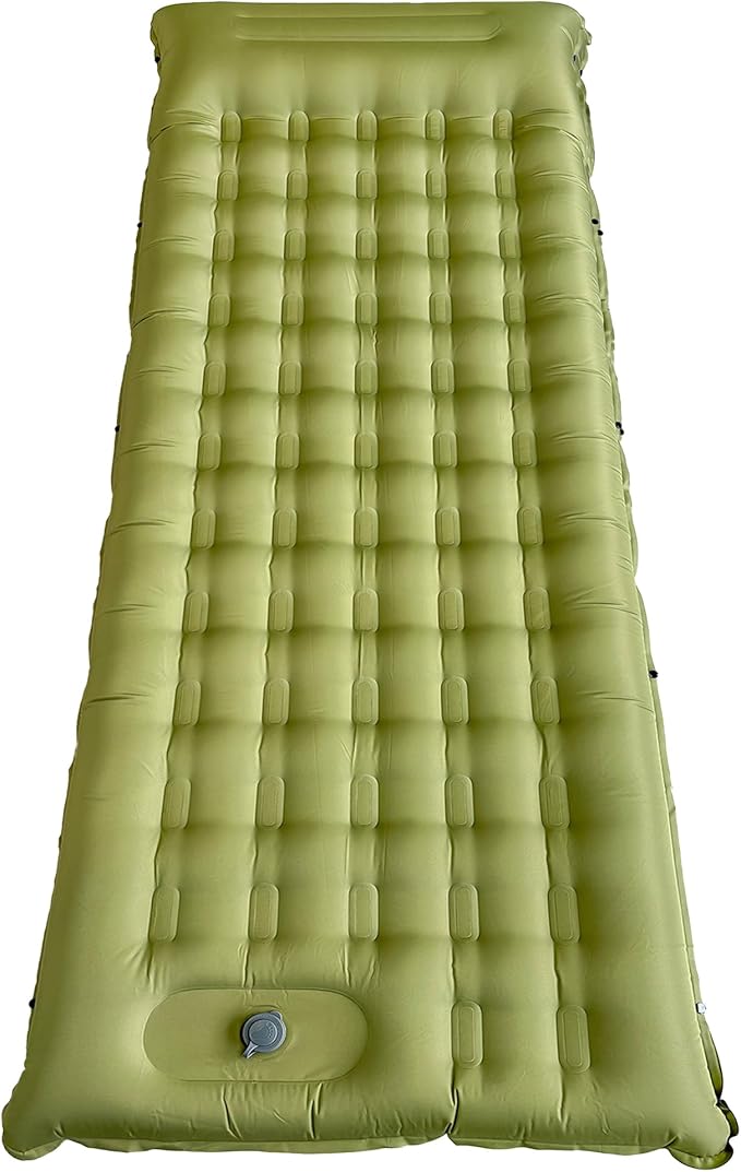 Sleeping Pad for Camping - Thick Camping Mattress with Pillow, Built-in Foot Pump, Compact Portable Camping Mat for Backpacking, Hiking, Car Traveling, Beach, Tent